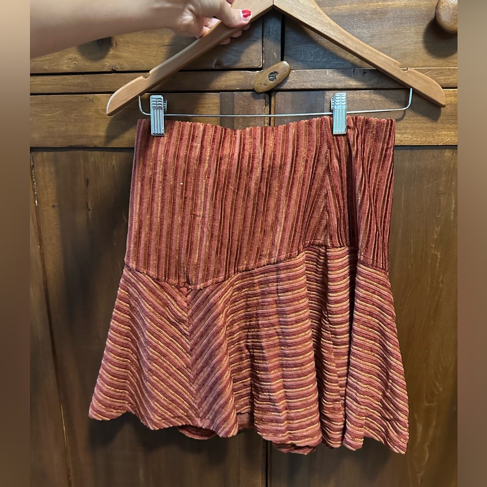 Super unique free people velvet skirt